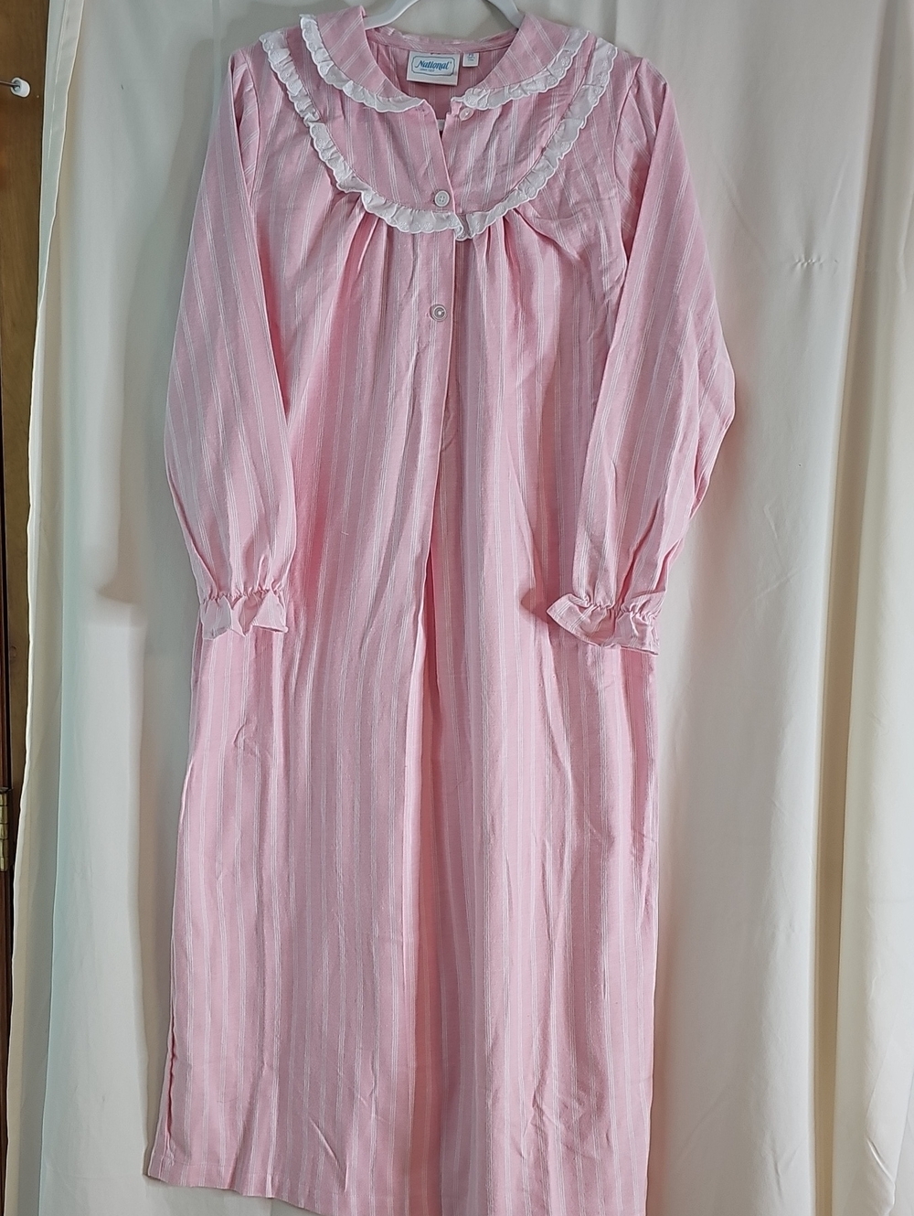 Vintage-Style Pink Ruffled Women's  Nightgown by National